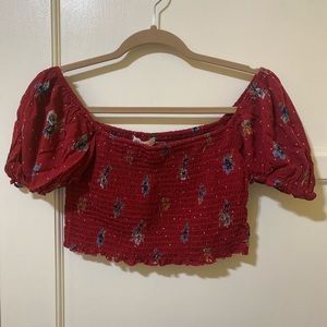 Tilly's red floral square neck top